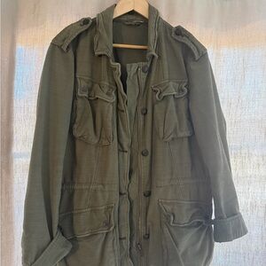 Womens Free People green canvas jacket size L